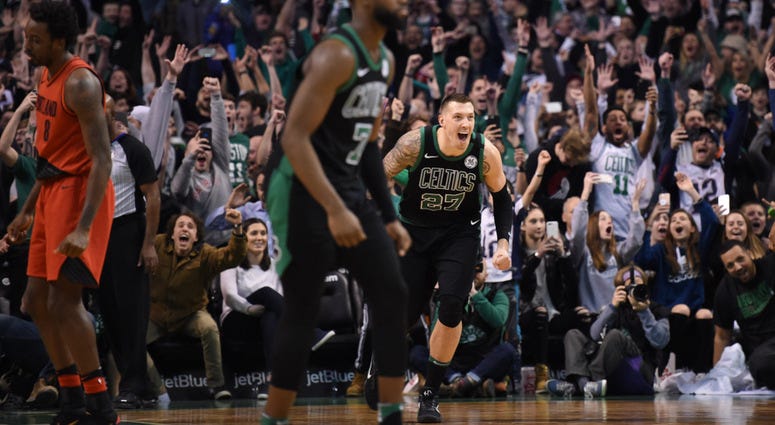 Celtics celebrate Al Horford's buzzer beater vs. Blazers. Celtics celebrate Al Horford's buzzer beater.
